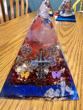 Load image into Gallery viewer, Large Rose Quartz  Orgonite EMF Protection/Chakra Healing Pyramid 10-5 Symm
