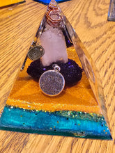 Load image into Gallery viewer, Mini Rose Quartz Orgonite EMF Protection/Chakra Healing Pyramid 4-3 Symm