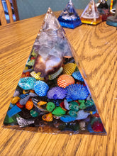 Load image into Gallery viewer, Mini Flourite Orgonite EMF Protection/Chakra Healing Pyramid 2-18 Symm