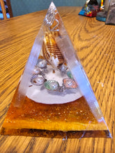 Load image into Gallery viewer, Mini Selenite Orgonite EMF Protection/Chakra Healing Pyramid 4-12 Symm