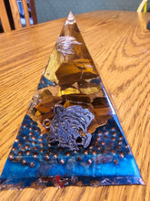 Load image into Gallery viewer, Mini Tiger Eye Orgonite EMF Protection/Chakra Healing Pyramid 2-18 Symm y