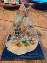 Load image into Gallery viewer, Large Amazonite Orgonite EMF Protection/Chakra Healing Pyramid 10-5 Symm