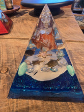 Load image into Gallery viewer, Large Carnelian Orgonite EMF Protection/Chakra Healing Pyramid 10-5 Symm