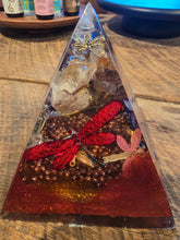Load image into Gallery viewer, Large Citrine Orgonite EMF Protection/Chakra Healing Pyramid 10-5 Symm