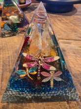 Load image into Gallery viewer, Large Citrine Orgonite EMF Protection/Chakra Healing Pyramid 10-5 Symm