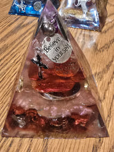 Load image into Gallery viewer, Medium Rose Quartz Orgonite EMF Protection/Chakra Healing Pyramid 10-5 Symm