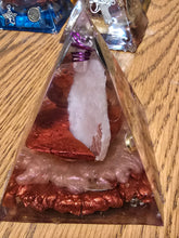 Load image into Gallery viewer, Medium Rose Quartz Orgonite EMF Protection/Chakra Healing Pyramid 10-5 Symm