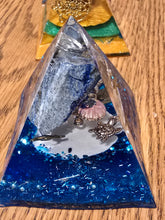 Load image into Gallery viewer, Mini Lapis Lazuli Orgonite EMF Protection/Chakra Healing Pyramid 2-18 Symm