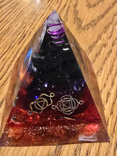 Load image into Gallery viewer, Mini Shungite Orgonite EMF Protection/Chakra Healing Pyramid 2-18 Symm
