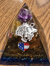 Load image into Gallery viewer, Mini Tiger Eye Orgonite EMF Protection/Chakra Healing Pyramid 2-18
