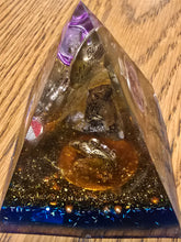 Load image into Gallery viewer, Mini Tiger Eye Orgonite EMF Protection/Chakra Healing Pyramid 2-18