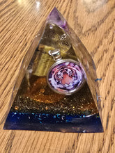 Load image into Gallery viewer, Mini Tiger Eye Orgonite EMF Protection/Chakra Healing Pyramid 2-18