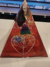 Load image into Gallery viewer, Large Shungite Orgonite EMF Protection/Chakra Healing Pyramid 10-5 Symm