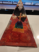 Load image into Gallery viewer, Large Shungite Orgonite EMF Protection/Chakra Healing Pyramid 10-5 Symm