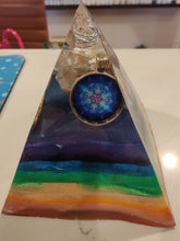 Load image into Gallery viewer, Medium Citrine Orgonite EMF Protection/Chakra Healing Pyramid 10-14 Symm
