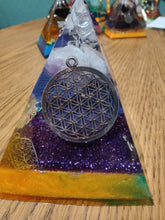 Load image into Gallery viewer, Medium Amethyst Orgonite EMF Protection/Chakra Healing Pyramid 10-18 Symm