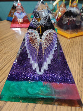 Load image into Gallery viewer, Medium Black Tourmaline Orgonite EMF Protection/Chakra Healing Pyramid 10-18 Symm