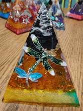 Load image into Gallery viewer, Medium Shungite Orgonite EMF Protection/Chakra Healing Pyramid 10-18 Symm