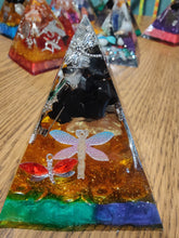 Load image into Gallery viewer, Medium Shungite Orgonite EMF Protection/Chakra Healing Pyramid 10-18 Symm