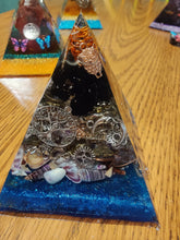 Load image into Gallery viewer, Medium Black Tourmaline Orgonite EMF Protection/Chakra Healing Pyramid 10-19 Symm