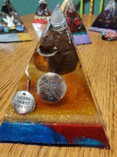 Load image into Gallery viewer, Medium Tiger Eye Orgonite EMF Protection/Chakra Healing Pyramid 10-19 Symm