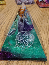 Load image into Gallery viewer, Mini  Amethyst Orgonite EMF Protection/Chakra Healing Pyramid 1-18 Symm y