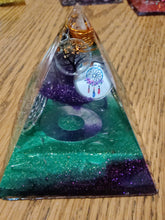 Load image into Gallery viewer, Mini  Amethyst Orgonite EMF Protection/Chakra Healing Pyramid 1-18 Symm y