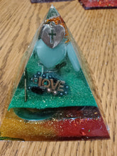 Load image into Gallery viewer, Mini Aventurine Orgonite EMF Protection/Chakra Healing Pyramid 10-23 Symm y