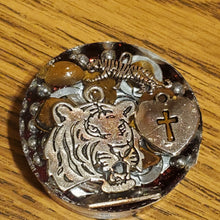 Load image into Gallery viewer, Flower of Life Tiger Eye Orgonite EMF Protection/Chakra Healing Pyramid