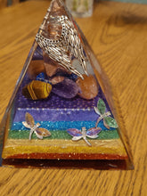 Load image into Gallery viewer, XLarge 7 stone Orgonite EMF Protection/Chakra Healing Pyramid 10-7