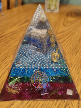 Load image into Gallery viewer, Large Lapis Orgonite EMF Protection/Chakra Healing Pyramid 6-27 Symm
