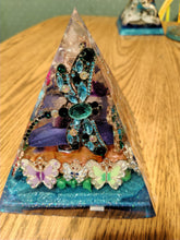 Load image into Gallery viewer, XXLarge Orgonite EMF Protection/Chakra Healing Pyramid Rainbow Fluorite