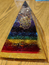 Load image into Gallery viewer, XXLarge Orgonite EMF Protection/Chakra Healing Pyramid 7 Chakra Stones 10-5