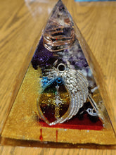 Load image into Gallery viewer, XXLarge Orgonite EMF Protection/Chakra Healing Pyramid 7 Chakra Stones 10-5