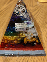 Load image into Gallery viewer, XLarge 7 stone Orgonite EMF Protection/Chakra Healing Pyramid