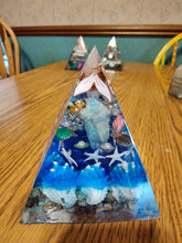 Load image into Gallery viewer, Large Amazonite Orgonite EMF Protection/Chakra Healing Pyramid 2-19 Symm
