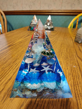 Load image into Gallery viewer, Large Amazonite Orgonite EMF Protection/Chakra Healing Pyramid 2-19 Symm
