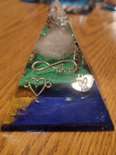 Load image into Gallery viewer, Medium Rose Quartz Orgonite EMF Protection/Chakra Healing Pyramid 10-5 Symm