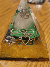 Load image into Gallery viewer, Medium Rose Quartz Orgonite EMF Protection/Chakra Healing Pyramid 10-5 Symm