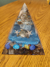 Load image into Gallery viewer, Large Amazonite Orgonite EMF Protection/Chakra Healing Pyramid 2-19 Symm