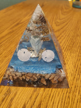 Load image into Gallery viewer, Large Amazonite Orgonite EMF Protection/Chakra Healing Pyramid 2-19 Symm