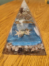 Load image into Gallery viewer, Large Amazonite Orgonite EMF Protection/Chakra Healing Pyramid 2-19 Symm