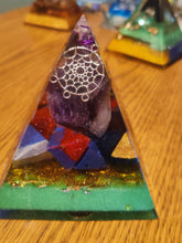 Load image into Gallery viewer, **Specials** Flourite Orgonite EMF Protection/Chakra Healing Pyramid 10-7 Symm