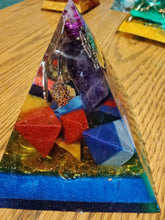 Load image into Gallery viewer, **Specials** Flourite Orgonite EMF Protection/Chakra Healing Pyramid 10-7 Symm