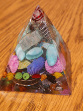 Load image into Gallery viewer, Mini Amazonite Orgonite EMF Protection/Chakra Healing Pyramid 10-7 Symm y