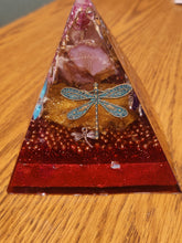 Load image into Gallery viewer, Large Carnelian Orgonite EMF Protection/Chakra Healing Pyramid Symm