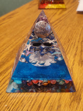 Load image into Gallery viewer, Large Lapis Orgonite EMF Protection/Chakra Healing Pyramid  Symm