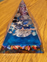 Load image into Gallery viewer, Large Lapis Orgonite EMF Protection/Chakra Healing Pyramid  Symm