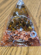 Load image into Gallery viewer, Mini Tiger Eye Orgonite EMF Protection/Chakra Healing Pyramid Symm
