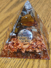 Load image into Gallery viewer, Mini Tiger Eye Orgonite EMF Protection/Chakra Healing Pyramid Symm
